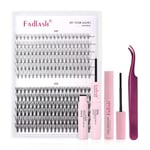 DIY Lash Extension Kit Individual Lashes Clusters Lash Bond and Seal, Clusters Lash Glue Remover and Eyelash Tweezers for Eyelash Extensions (10D+20D-0.07C, 8-16mm, Kit)