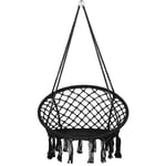 Chaise Balançoire Suspendue Boho Coton Macramé Noir Gabella