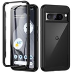 seacosmo for Google Pixel 8 Pro Case (2023), Full Body Shockproof Cover with Built-in Screen Protector Dual-Layer Protective Slim Fit Bumper Phone Case Cover for Google Pixel 8 Pro- Black