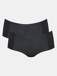 Sloggi Zero Microfibre 2.0 Short 2 Pack Briefs - Black, Black, Size S, Women