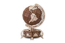 EWA Eco-Wood-Art Modèle Construire avec boîte secrète 3D mécanique en Bois-Puzzle pour Adultes et Adolescents-Assemblage sans colle-393 pièces, Globe Brown, Brun, Naturel DER GLOBUS Braun