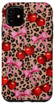 iPhone 11 Cherry Pink Bow Coquette Cute Leopard Girl Aesthetic Case