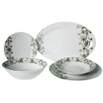 Service de table 20 pièces en porcelaine pour 6 personnes. Assiette ovale et ronde, 35 cm et 56 cm
