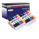 Lot de 10 Cartouches Compatibles pour Canon Pixma MG5600, MG5650, MG5655, MG6300 - T3AZUR