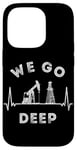 Coque pour iPhone 14 Pro We Go Deep Oil Rig Heartbeat EKG Pulse Oilfield Man