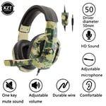 NewCamouflage Gaming Headset 3.5mm AUX Jack Filaire Casque Gamer Cool Jeu Casque Avec Microphone Pour PS4 Xbox One PC Téléphone