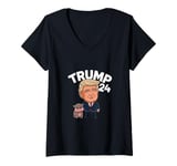 Womens Trump A Cute Moo Deng Joins the Campaign Trail V-Neck T-Shirt