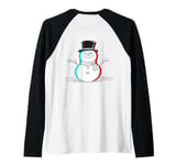 Christmas EDM Snowman Rave Drop The Bass House ART ON BACK Raglan Baseball Tee