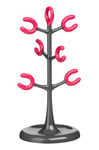 Premier Housewares 806565 6 Cup Mug Tree - Grey/Hot Pink, H37 x W20 x D19cm