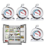 4 Packs Fridge Thermometer, Freezer Thermometers with Large Dial, Freezer Temperature Gauge, Refrigerator Thermometer Includes Hanging Hook and Retractable Stand, Easy-to-Read Display