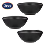 3Pcs Classic Black Bowl 17cm Round Ceramic Food Storage Serving Bowl Kitchenware