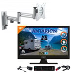 Pack ANTARION TV LED 19" 48cm Téléviseur HD 12V + Support TV Double bras