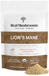 Real Mushrooms Lion’s Mane Powder - Organic Lions Mane Mushroom Extract for Cognitive Function & Immune Support - Brain Supplements for Memory and Focus - Vegan Mushroom Supplement, 60 Servings