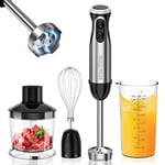 Bonsenkitchen Mixeur Plongeant, 4-en-1 Mixeur Plongeur Multifonction 1000W, 20 Vitesse Réglable, avec Fouet, Hachoir de 500ml et Verre Doseur 700 ml, Robot de Cuisine (HB3203)