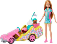 Barbie Coffret Poupée Stacie avec Voiture De Kart, Chien Et Accessoires, 9 Éléments, Inspiré du Film Et Stacie - À La Rescousse, Jouet Enfant, A Partir De 3 Ans, HRM08