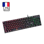 KLIM Dash - Clavier Mécanique AZERTY avec Switchs Red Low Profile pour les Professionnels et Gamers - Rétroéclairage RGB - Structure Métallique