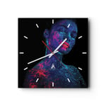 Horloge murale en verre 40x40cm Femme Ultraviolet Paillettes Wall Clock