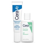 CeraVe Crème Contours oignons Réparation pour sachets et lunettes avec acide hyaluronique et Niacinamide, 15 ml + Travel Size Mousse nettoyante, 20 ml