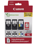 Canon 2x PG-560XL + CL-561XL + Papir / 3712C012 CMYK XL rabattpaket - Original