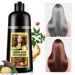 500ML Shampoing Colorant, 3 IN 1 Shampooing Teinture Cheveux Instantanée, Hair Dye Shampoo pour cheveux pour couvrir les cheveux gris (# 3 Marron Châtaigne)