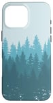 Coque pour iPhone 16 Pro Max Pin Tree Forest Mountain Scène Bleu sarcelle, Bleu et Vert