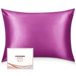 Adubor Silk Pillowcase for Hair and Skin with Hidden Zipper, Both Side 23 Momme Silk,900 Thread Count (50x75CM, Violet, 1pc)