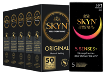 SKYN Original Preservatifs Sans Latex Paquet lot de 50 + 5 Gratuites 5 Senses