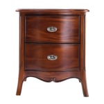 French Style Solid Mahogany Olivia Two Drawer Bedside Table Carved Detail WB2GB