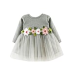 erthome Flower Girl Lace Dresses Cute Toddler Baby Girl Floral Tutu Long Sleeve Princess Dress Long Sleeve Casual Dress