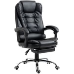 Homcom - Fauteuil de bureau fauteuil manager grand confort réglable dossier inclinable repose-pied revêtement synthétique noir - Noir