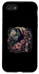 Coque pour iPhone SE (2020) / 7 / 8 Corbeau gothique rose enchanté vintage floral corbeau Halloween