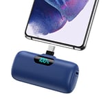 Feob Power Bank USB C 5000mAh,15W PD 3.0A Fast Charging Portable Charger Mini Power Bank LCD Display Battery Pack Compatible with Samsung S23,S22/Note/Moto/LG/Pixel/Nexus, USB C Phones etc - Blue