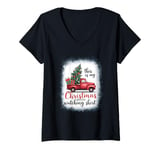 Womens This Is My Christmas Movie Watching Shirt Red Vintage Truck V-Neck T-Shirt