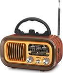 J-150 Poste Radio Vintage,Am/Fm/Sw Radio Portable Rechargeable Avec Batterie 1200Mah Et Piles D,Mini Radio Vintage Retro,Transistor Radio A Pile Compatible Bluetooth/Usb/Tf