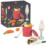 JANOD Set De Soupe pour Enfant-43 Accessoires en Bois FSC, Carton et Feutrine-Jouet D'Imitation-Dès 3 Ans, J06634, Multicolore