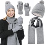 Bonnet d'hiver écharpe, bonnet en peluche chaussettes cache-oreilles, gants pour écran tactile, bonnet tricoté chaud et pratique, chauffe-nuque pour hommes et femmes.[G857]