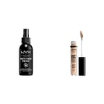 NYX Professional Makeup Spray Fixateur, Tenue Longue Durée, Fini Mat, 60 mL & Anticernes/Correcteur - Can't Stop Won't Stop Contour Concealer - Vanille