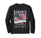 Bismarck United States Flag GPS Coordinates Bismarck Long Sleeve T-Shirt