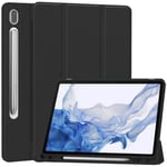 Samsung Galaxy Tab S9 - Tri-Fold læder cover - Holder til touch pen - Sort