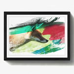 Arty Pie Framed Print Black A2 (24.5x18 Inch) Red Fox (1) V2, Wood, Multi-Colour, 60 x 42 x 2 cm