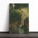 Big Box Art Canvas Print Wall Art Camille Pissaro Lady Cleaning her Leg | Mounted & Stretched Box Frame Picture | Home Decor for Kitchen, Living Room, Bedroom, Hallway, Multi-Colour, 24x16 Inch