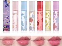 Lip Plumper Gloss Lip Oils,6Pcs Fruit-Flavored Lip Gloss,Transparent Colorless M