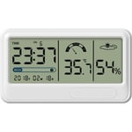 Memkey - Hygromètre numérique Jauge électronique de température et d'humidité avec Affichage de l'heure et de la Date lcd Thermomètre d'intérieur