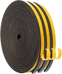 Joint Fenêtre Isolation, Joint Porte De Mousse Adhésive, Bande Caoutchouc Anti-Froid Antichoc, 3 Rouleaux 12Mm X10Mm, Noir Et Jaune (Chacun 2M)