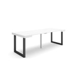 Table console extensible, 220, pour 10 personnes, 222x90x77cm, Pieds bois massif, couleur Blanc