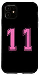 Coque pour iPhone 11 Rose Numéro 11 Équipe Junior Sports Uniforme Numéroté