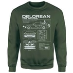 Back To The Future Delorean Schematic Sweatshirt - Green - XS - Vert Citron