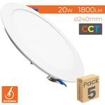 Downlight led circular plana 20W 1800LM cct Corte 220mm Lot de 5 u. - cct - cct