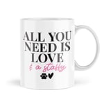 Tongue in Peach Pet Owner Mugs | All You Need is Love and A Staffy Mug | Novelty Mug Coffee Friend Puppy Cat Fur Baby Staffordshire Bull Terrier | MBH2080