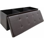 Dunedesign - 110cm Banc Coffre Rangement - Similicuir Banc d'Entrée 120L - Banquette Pliable - braun